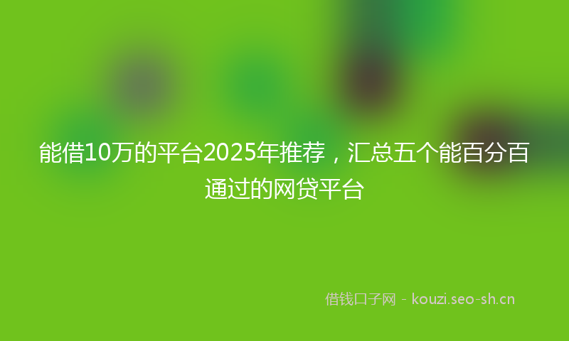 能借10万的平台2025年推荐，汇总五个能百分百通过的网贷平台