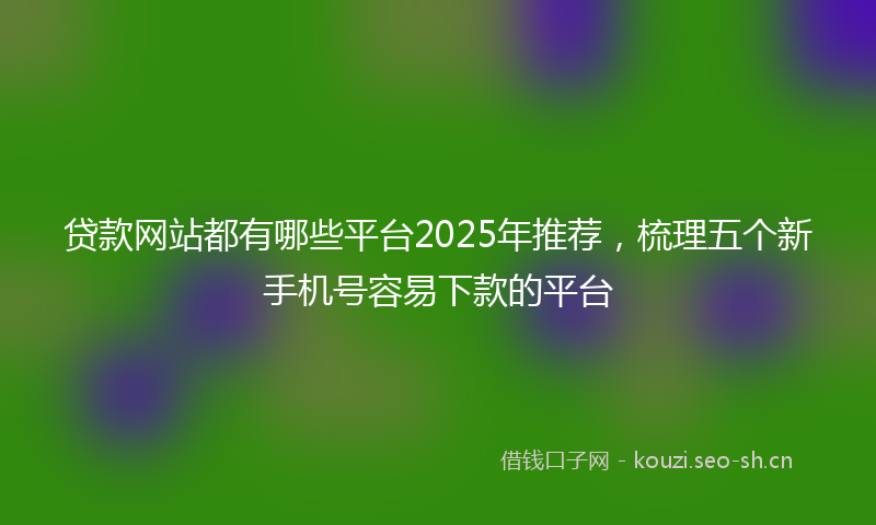 贷款网站都有哪些平台2025年推荐，梳理五个新手机号容易下款的平台