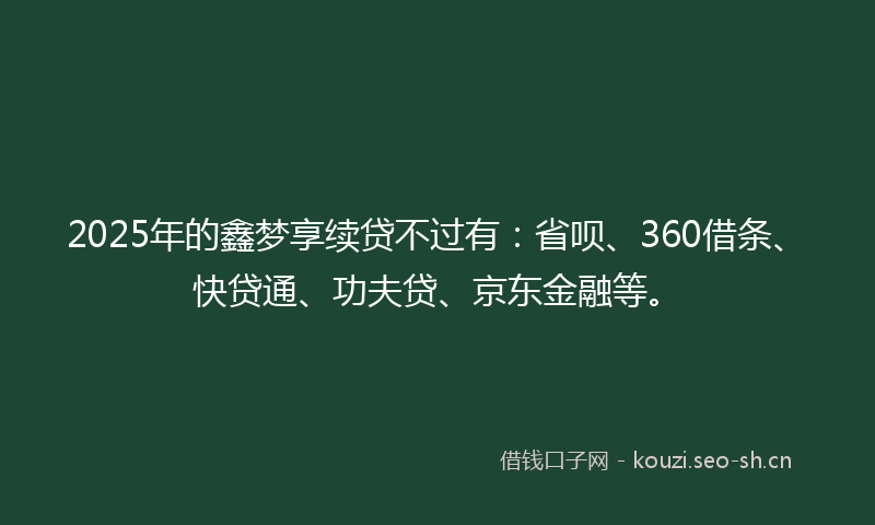 2025年的鑫梦享续贷不过有：省呗、360借条、快贷通、功夫贷、京东金融等。