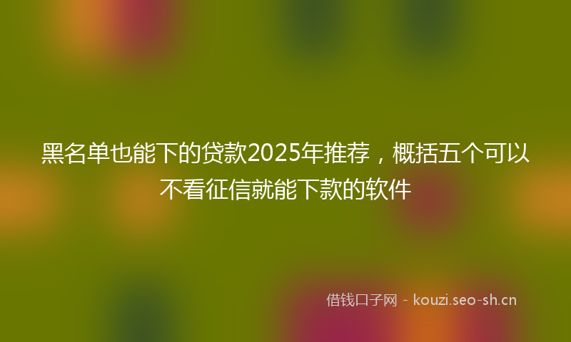黑名单也能下的贷款2025年推荐，概括五个可以不看征信就能下款的软件