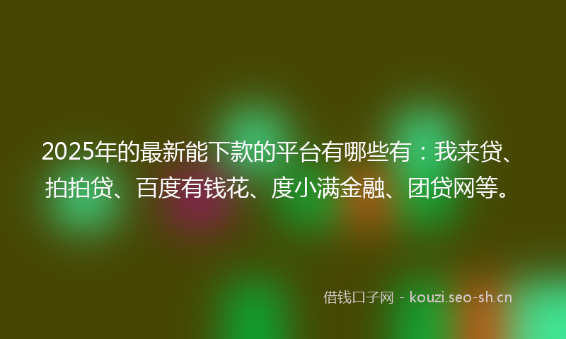 2025年的最新能下款的平台有哪些有：我来贷、拍拍贷、百度有钱花、度小满金融、团贷网等。