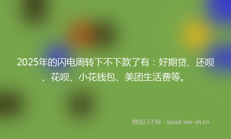 2025年的闪电周转下不下款了有：好期贷、还呗、花呗、小花钱包、美团生活费等。