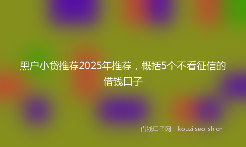 黑户小贷推荐2025年推荐，概括5个不看征信的借钱口子