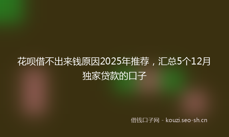 花呗借不出来钱原因2025年推荐，汇总5个12月独家贷款的口子