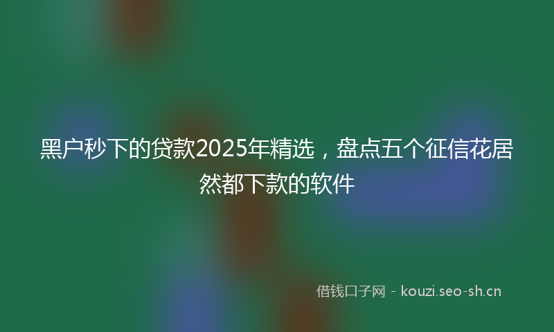 黑户秒下的贷款2025年精选，盘点五个征信花居然都下款的软件