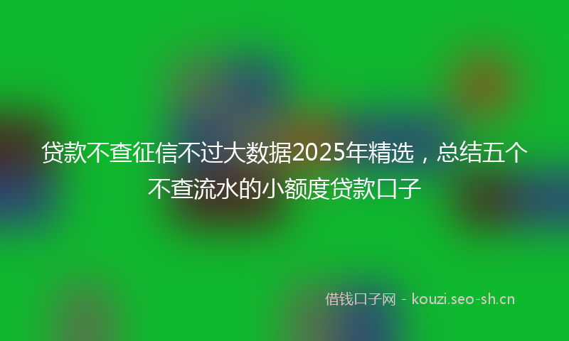 贷款不查征信不过大数据2025年精选，总结五个不查流水的小额度贷款口子