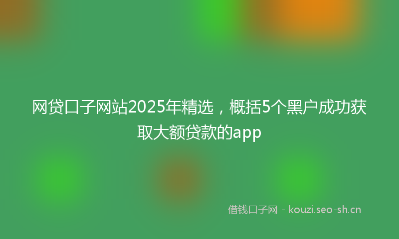 网贷口子网站2025年精选，概括5个黑户成功获取大额贷款的app