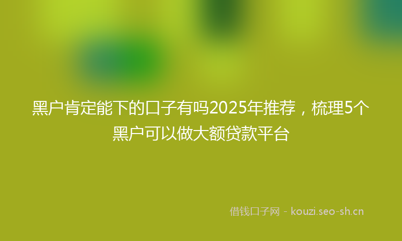 黑户肯定能下的口子有吗2025年推荐，梳理5个黑户可以做大额贷款平台