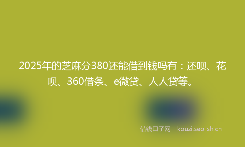 2025年的芝麻分380还能借到钱吗有：还呗、花呗、360借条、e微贷、人人贷等。