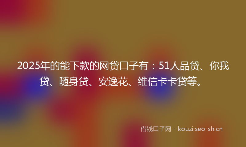 2025年的能下款的网贷口子有：51人品贷、你我贷、随身贷、安逸花、维信卡卡贷等。