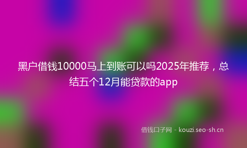 黑户借钱10000马上到账可以吗2025年推荐，总结五个12月能贷款的app