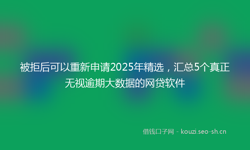 被拒后可以重新申请2025年精选，汇总5个真正无视逾期大数据的网贷软件