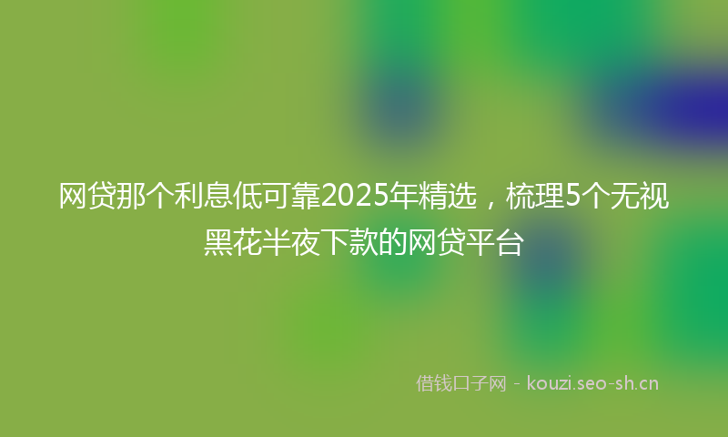 网贷那个利息低可靠2025年精选，梳理5个无视黑花半夜下款的网贷平台