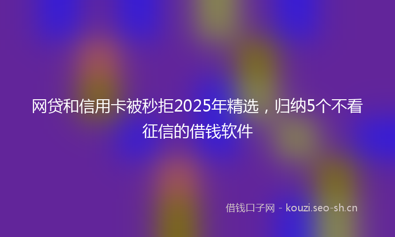 网贷和信用卡被秒拒2025年精选，归纳5个不看征信的借钱软件