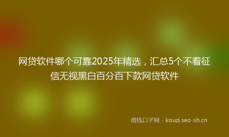 网贷软件哪个可靠2025年精选，汇总5个不看征信无视黑白百分百下款网贷软件