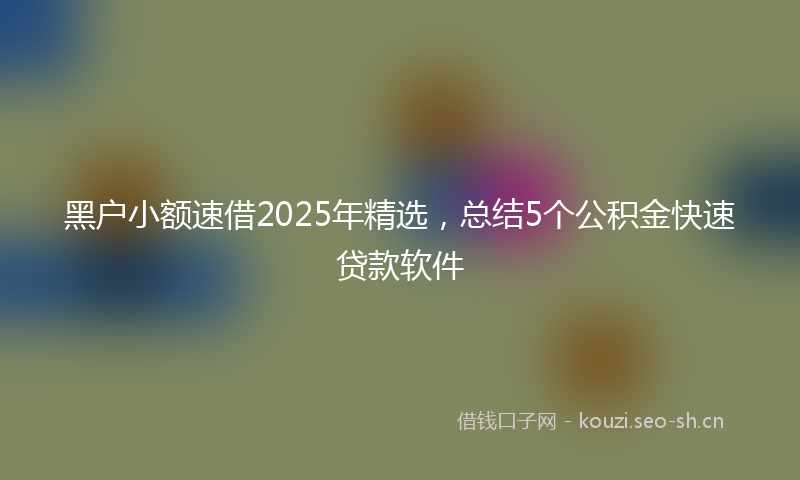 黑户小额速借2025年精选，总结5个公积金快速贷款软件