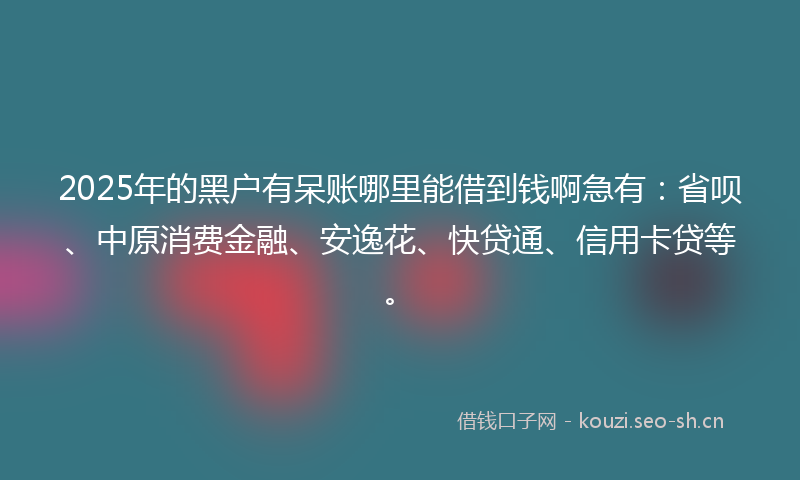 2025年的黑户有呆账哪里能借到钱啊急有：省呗、中原消费金融、安逸花、快贷通、信用卡贷等。