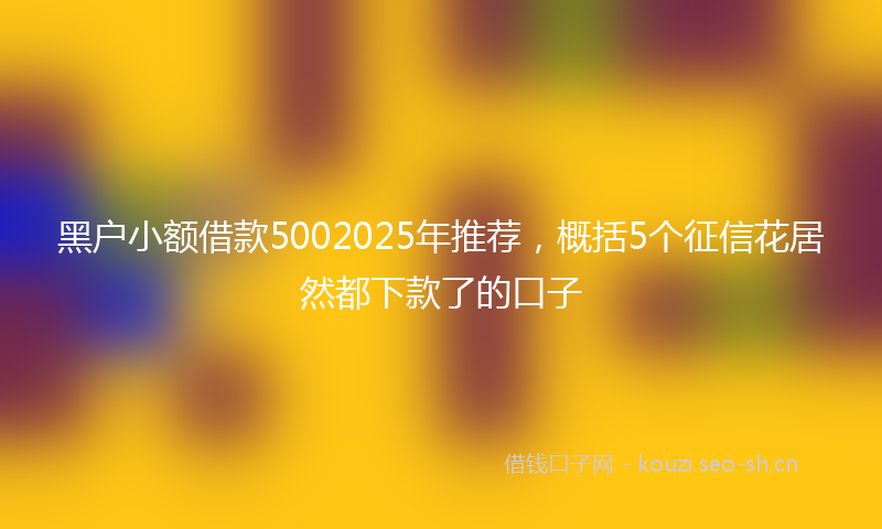 黑户小额借款5002025年推荐，概括5个征信花居然都下款了的口子
