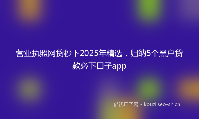 营业执照网贷秒下2025年精选，归纳5个黑户贷款必下口子app