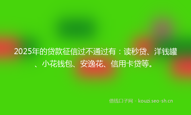 2025年的贷款征信过不通过有：读秒贷、洋钱罐、小花钱包、安逸花、信用卡贷等。