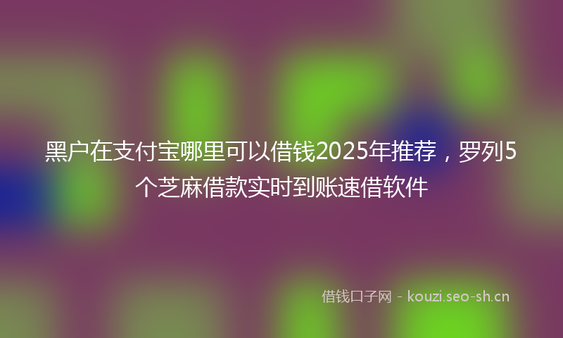 黑户在支付宝哪里可以借钱2025年推荐，罗列5个芝麻借款实时到账速借软件