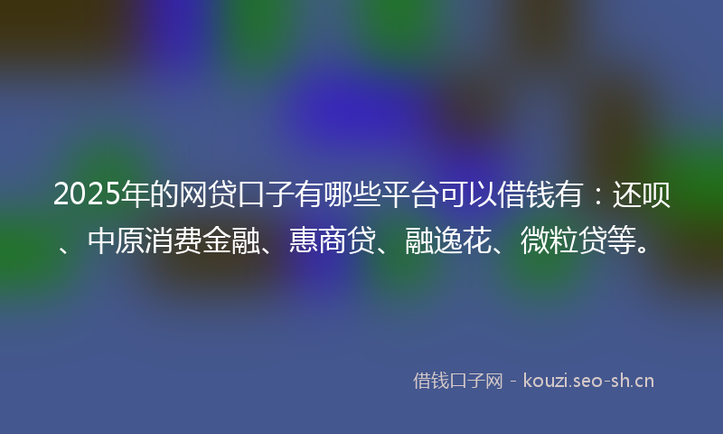 2025年的网贷口子有哪些平台可以借钱有：还呗、中原消费金融、惠商贷、融逸花、微粒贷等。
