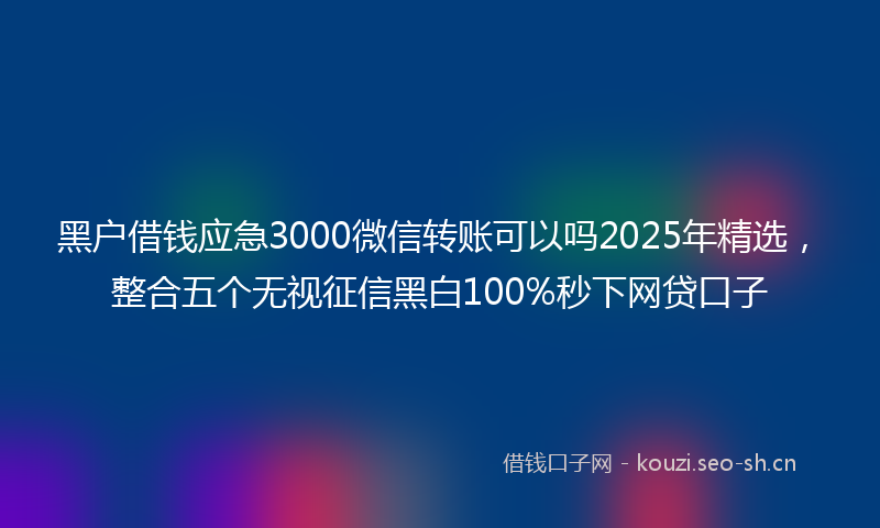 黑户借钱应急3000微信转账可以吗2025年精选，整合五个无视征信黑白100%秒下网贷口子