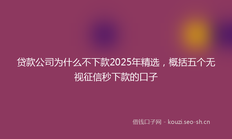 贷款公司为什么不下款2025年精选，概括五个无视征信秒下款的口子