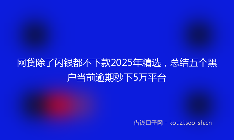 网贷除了闪银都不下款2025年精选，总结五个黑户当前逾期秒下5万平台