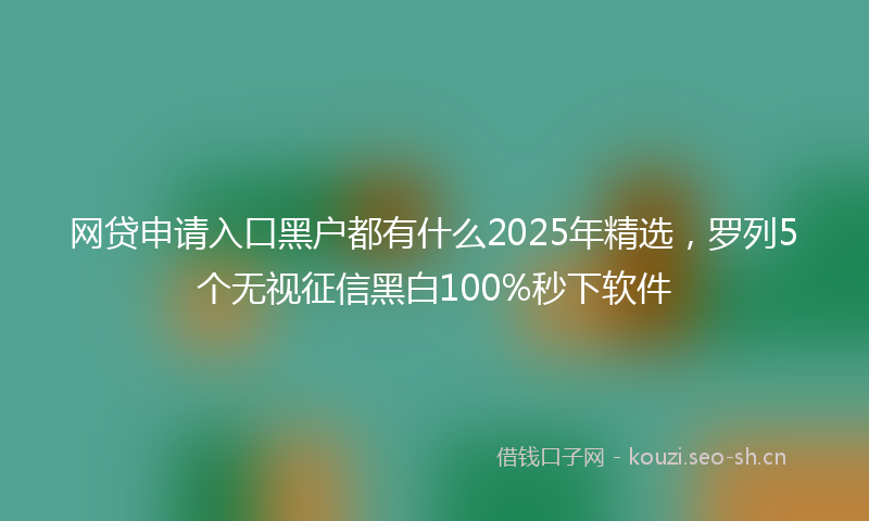 网贷申请入口黑户都有什么2025年精选，罗列5个无视征信黑白100%秒下软件