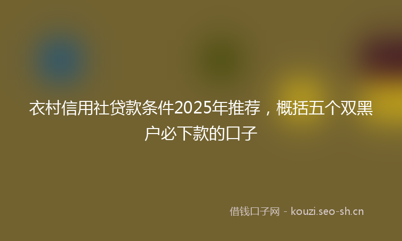 衣村信用社贷款条件2025年推荐，概括五个双黑户必下款的口子