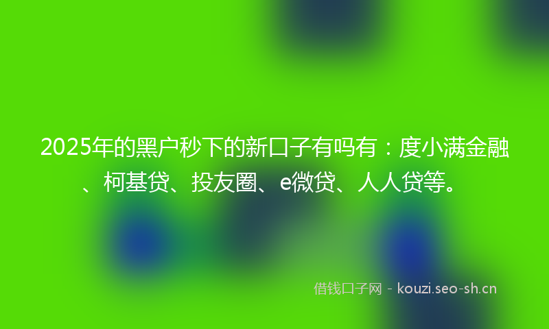 2025年的黑户秒下的新口子有吗有：度小满金融、柯基贷、投友圈、e微贷、人人贷等。