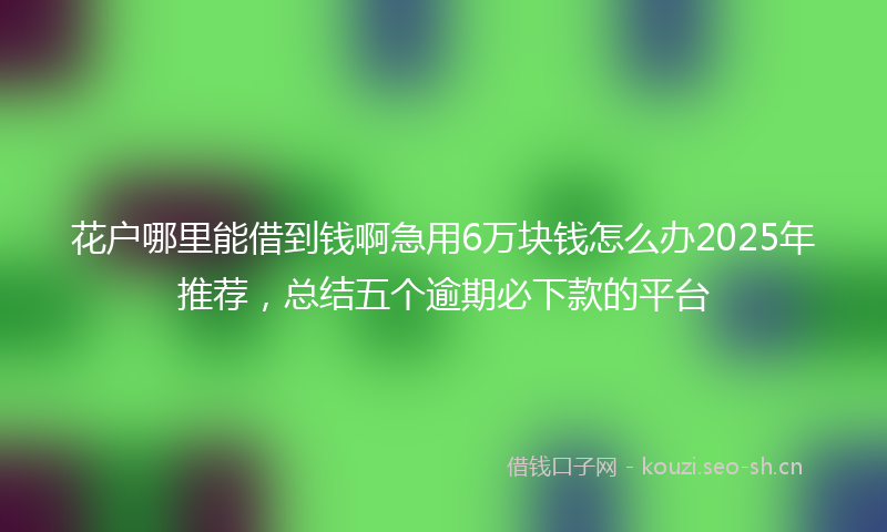 花户哪里能借到钱啊急用6万块钱怎么办2025年推荐，总结五个逾期必下款的平台