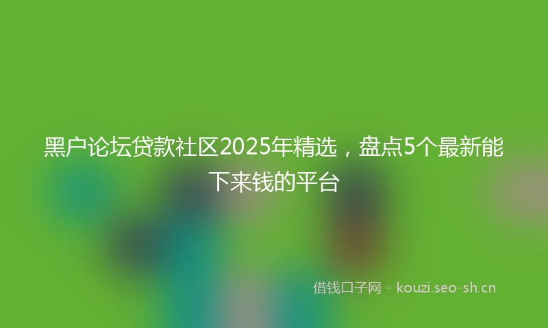 黑户论坛贷款社区2025年精选，盘点5个最新能下来钱的平台