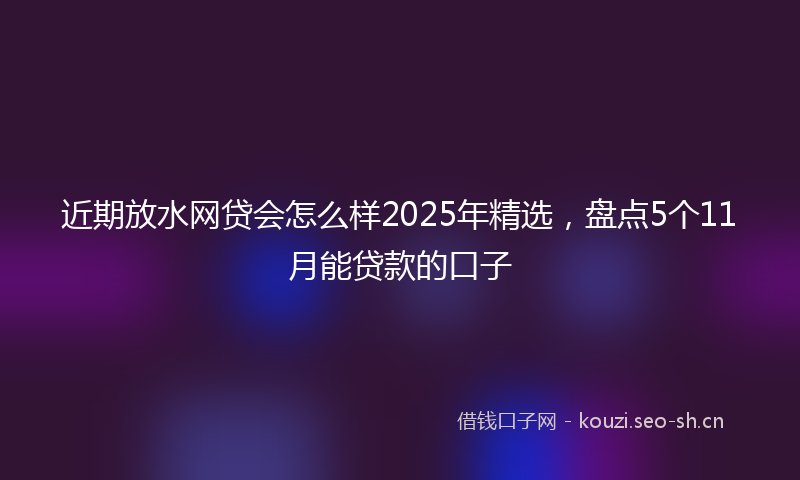近期放水网贷会怎么样2025年精选，盘点5个11月能贷款的口子