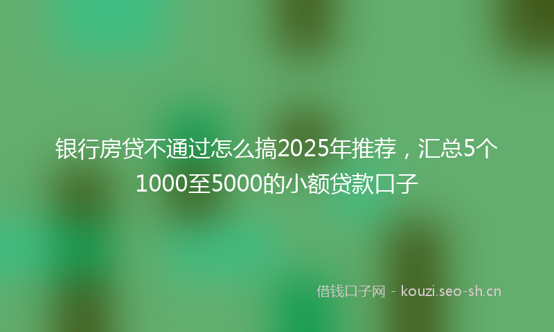 银行房贷不通过怎么搞2025年推荐，汇总5个1000至5000的小额贷款口子