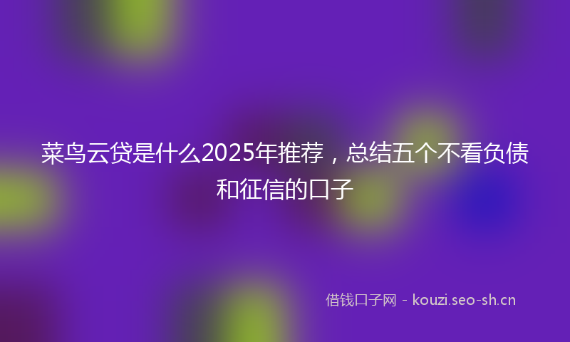 菜鸟云贷是什么2025年推荐，总结五个不看负债和征信的口子