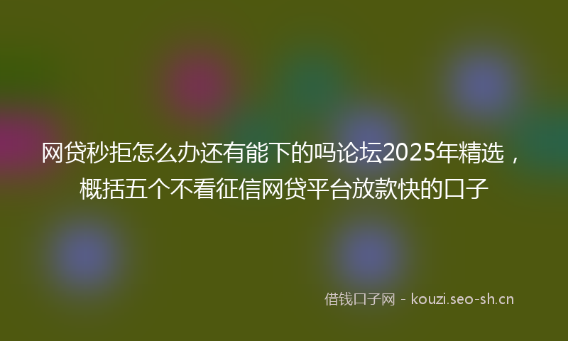 网贷秒拒怎么办还有能下的吗论坛2025年精选，概括五个不看征信网贷平台放款快的口子
