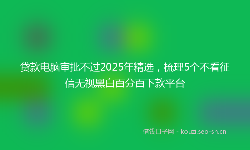 贷款电脑审批不过2025年精选，梳理5个不看征信无视黑白百分百下款平台