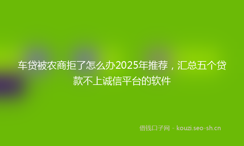 车贷被农商拒了怎么办2025年推荐，汇总五个贷款不上诚信平台的软件