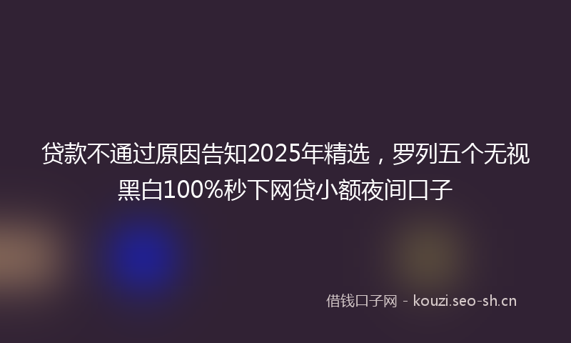 贷款不通过原因告知2025年精选，罗列五个无视黑白100%秒下网贷小额夜间口子