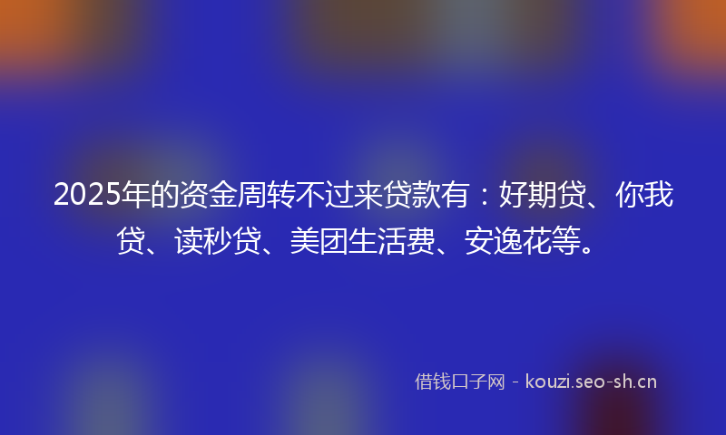 2025年的资金周转不过来贷款有：好期贷、你我贷、读秒贷、美团生活费、安逸花等。