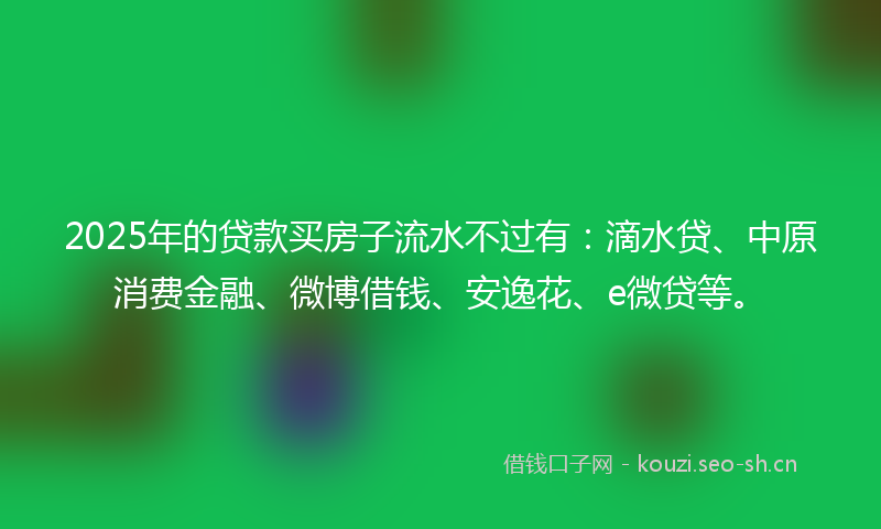 2025年的贷款买房子流水不过有：滴水贷、中原消费金融、微博借钱、安逸花、e微贷等。