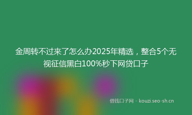 金周转不过来了怎么办2025年精选，整合5个无视征信黑白100%秒下网贷口子