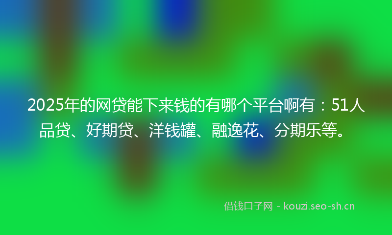 2025年的网贷能下来钱的有哪个平台啊有：51人品贷、好期贷、洋钱罐、融逸花、分期乐等。