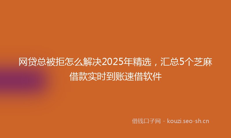 网贷总被拒怎么解决2025年精选，汇总5个芝麻借款实时到账速借软件
