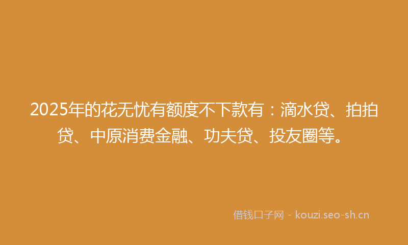 2025年的花无忧有额度不下款有：滴水贷、拍拍贷、中原消费金融、功夫贷、投友圈等。