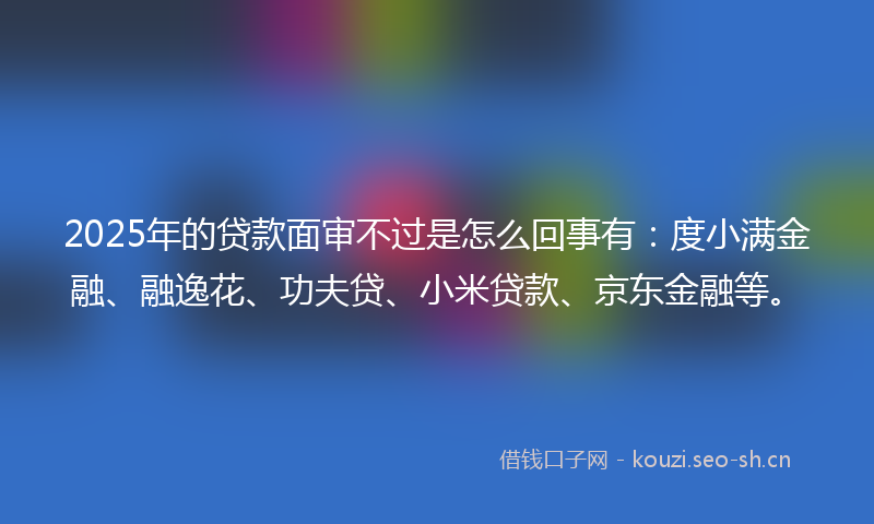 2025年的贷款面审不过是怎么回事有：度小满金融、融逸花、功夫贷、小米贷款、京东金融等。