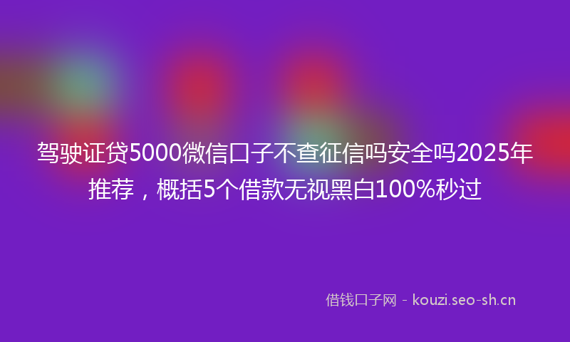 驾驶证贷5000微信口子不查征信吗安全吗2025年推荐，概括5个借款无视黑白100%秒过