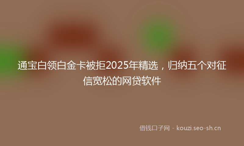 通宝白领白金卡被拒2025年精选，归纳五个对征信宽松的网贷软件